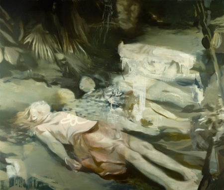 My favorite painting of Lars Ellings' show at the Nicholas Robinson Gallery in Chelsea, "Pavane for the Playing Dead"