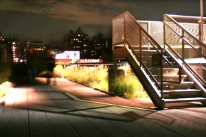 One of the entrances to the Highline at night. Photo by Cat Agonis